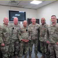 Pictured are members of the 52nd and 130th Military History Detachments with LTG Ronald Clark and Command Sergeant Major Brian Hester, the Commander and Command Sergeant Major of US Army Central. Photo taken at Camp Arifjan, Kuwait.